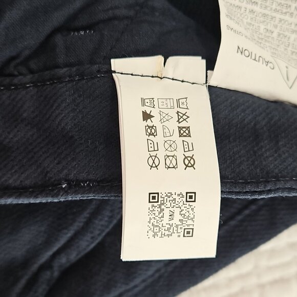 Zara Wide Leg Pants Women's 4 (32x32) Navy Blue NEW NWT 100% Cotton Supersoft - Picture 13 of 15